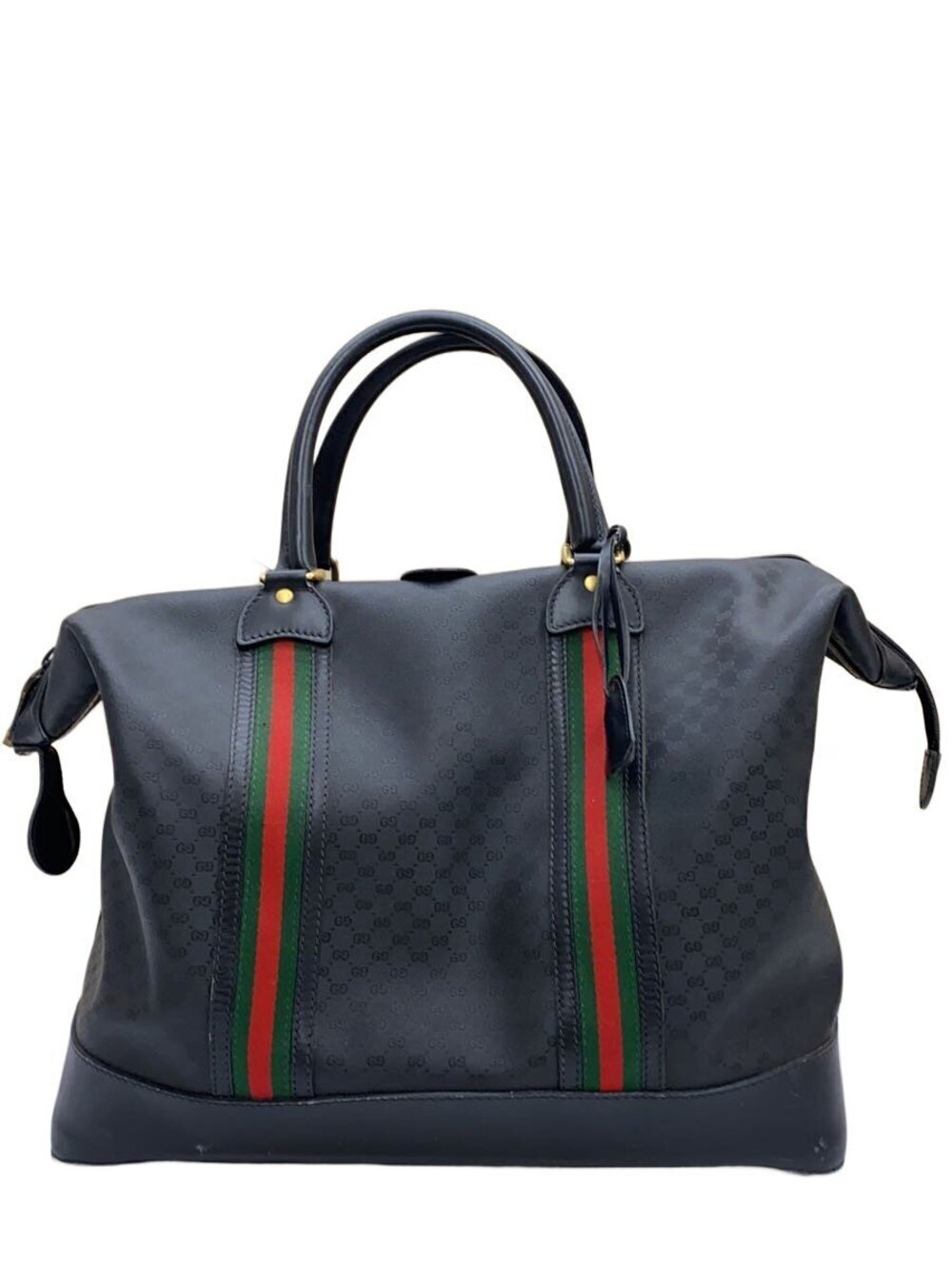 Gucci GG monogram Boston travel duffel bag Web Black